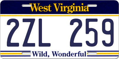 WV license plate 2ZL259