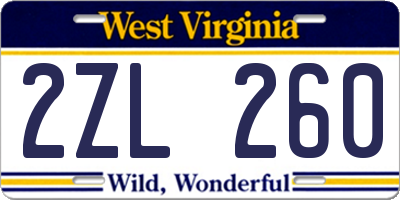 WV license plate 2ZL260