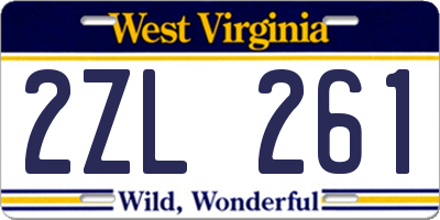 WV license plate 2ZL261