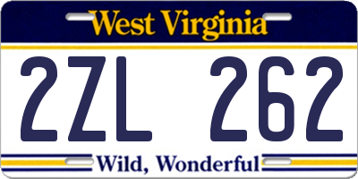 WV license plate 2ZL262