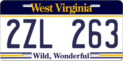 WV license plate 2ZL263