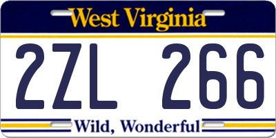 WV license plate 2ZL266
