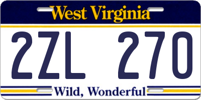 WV license plate 2ZL270