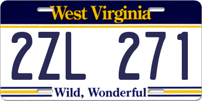 WV license plate 2ZL271