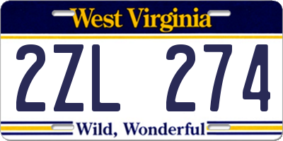 WV license plate 2ZL274
