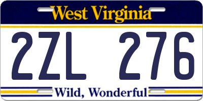 WV license plate 2ZL276
