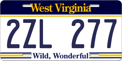 WV license plate 2ZL277