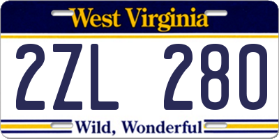 WV license plate 2ZL280