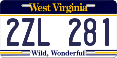 WV license plate 2ZL281