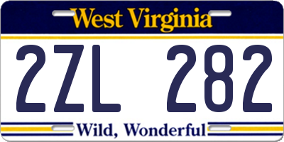 WV license plate 2ZL282