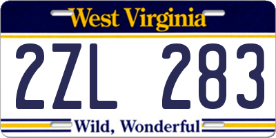 WV license plate 2ZL283