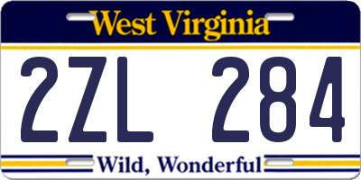 WV license plate 2ZL284