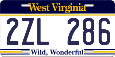 WV license plate 2ZL286