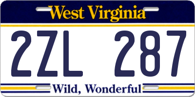 WV license plate 2ZL287