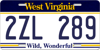 WV license plate 2ZL289