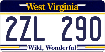 WV license plate 2ZL290
