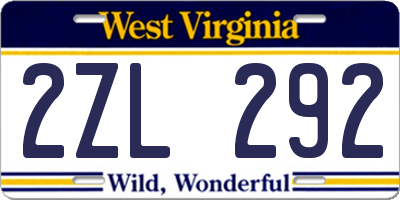 WV license plate 2ZL292