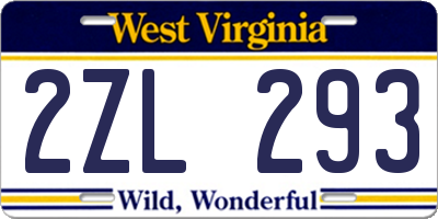WV license plate 2ZL293