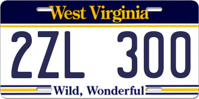 WV license plate 2ZL300