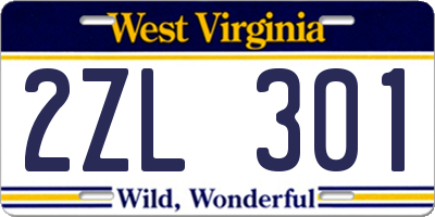 WV license plate 2ZL301