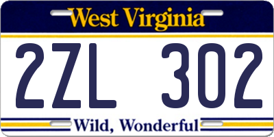 WV license plate 2ZL302