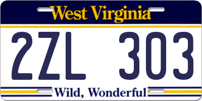 WV license plate 2ZL303
