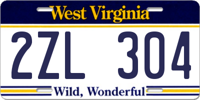 WV license plate 2ZL304