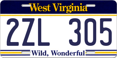 WV license plate 2ZL305