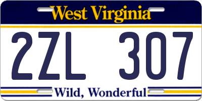 WV license plate 2ZL307