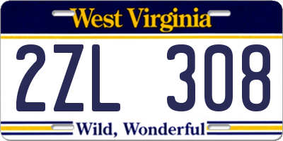 WV license plate 2ZL308