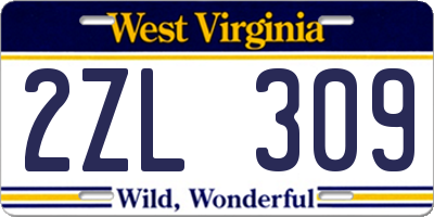 WV license plate 2ZL309