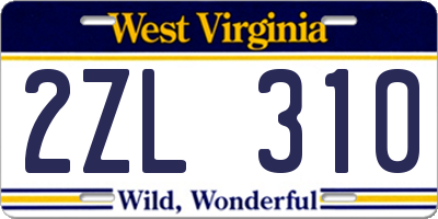 WV license plate 2ZL310