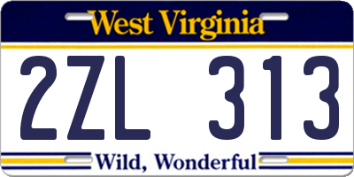 WV license plate 2ZL313