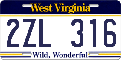 WV license plate 2ZL316