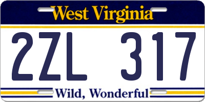 WV license plate 2ZL317