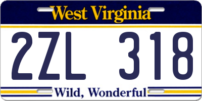 WV license plate 2ZL318