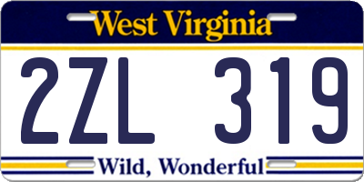 WV license plate 2ZL319