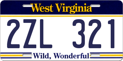 WV license plate 2ZL321