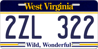 WV license plate 2ZL322