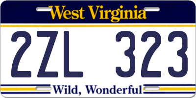 WV license plate 2ZL323