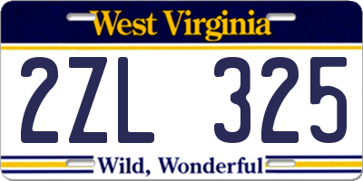 WV license plate 2ZL325