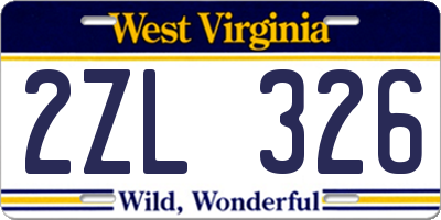 WV license plate 2ZL326