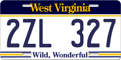WV license plate 2ZL327