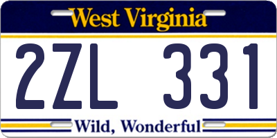 WV license plate 2ZL331