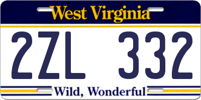 WV license plate 2ZL332