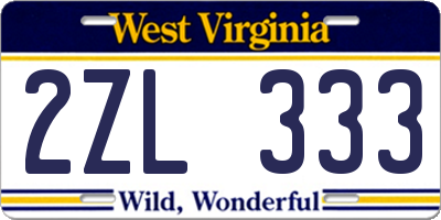 WV license plate 2ZL333