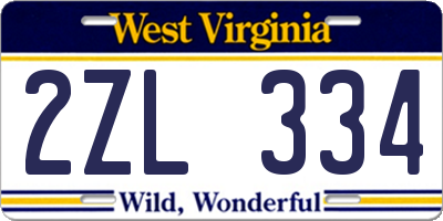 WV license plate 2ZL334