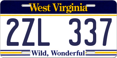 WV license plate 2ZL337