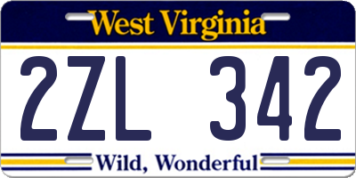 WV license plate 2ZL342