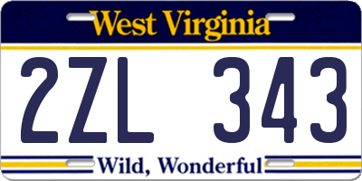 WV license plate 2ZL343